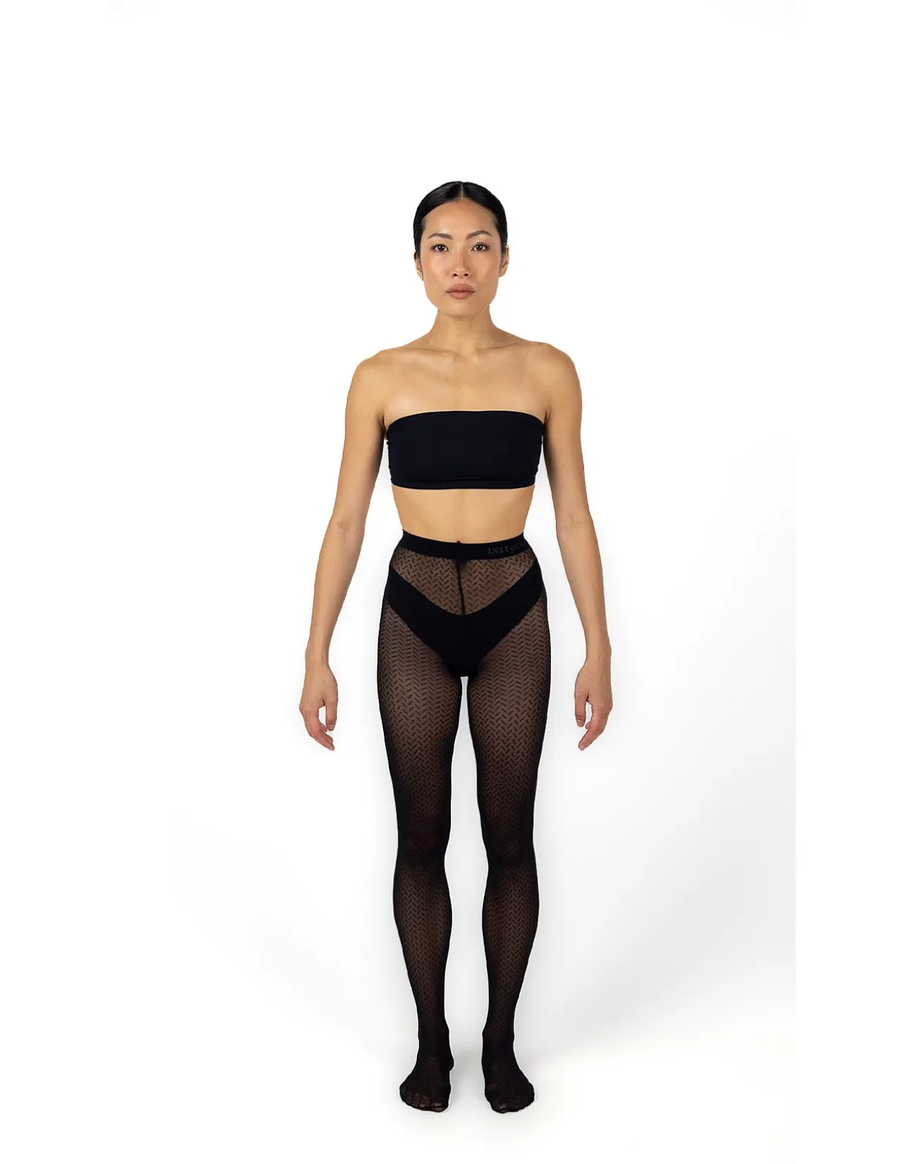 ENERGY - 50 Denier Sheer Black Chevron Pattern Tight