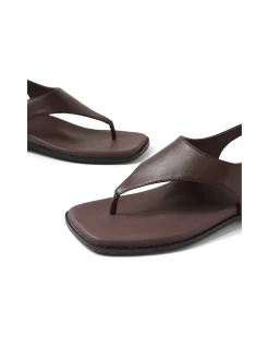 Enzo Square Toe Leather Thong Sandals