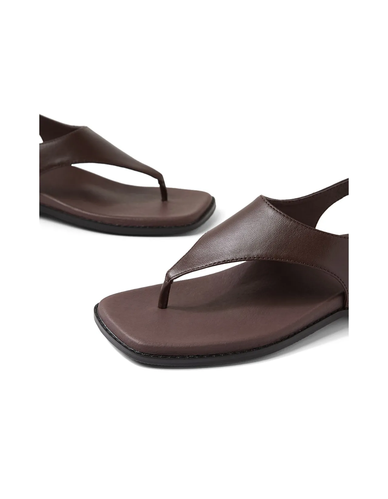 Enzo Square Toe Leather Thong Sandals