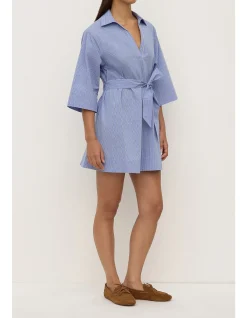 Erina Stripe Mini Shirt Dress Blue/White Stripe