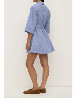 Erina Stripe Mini Shirt Dress Blue/White Stripe