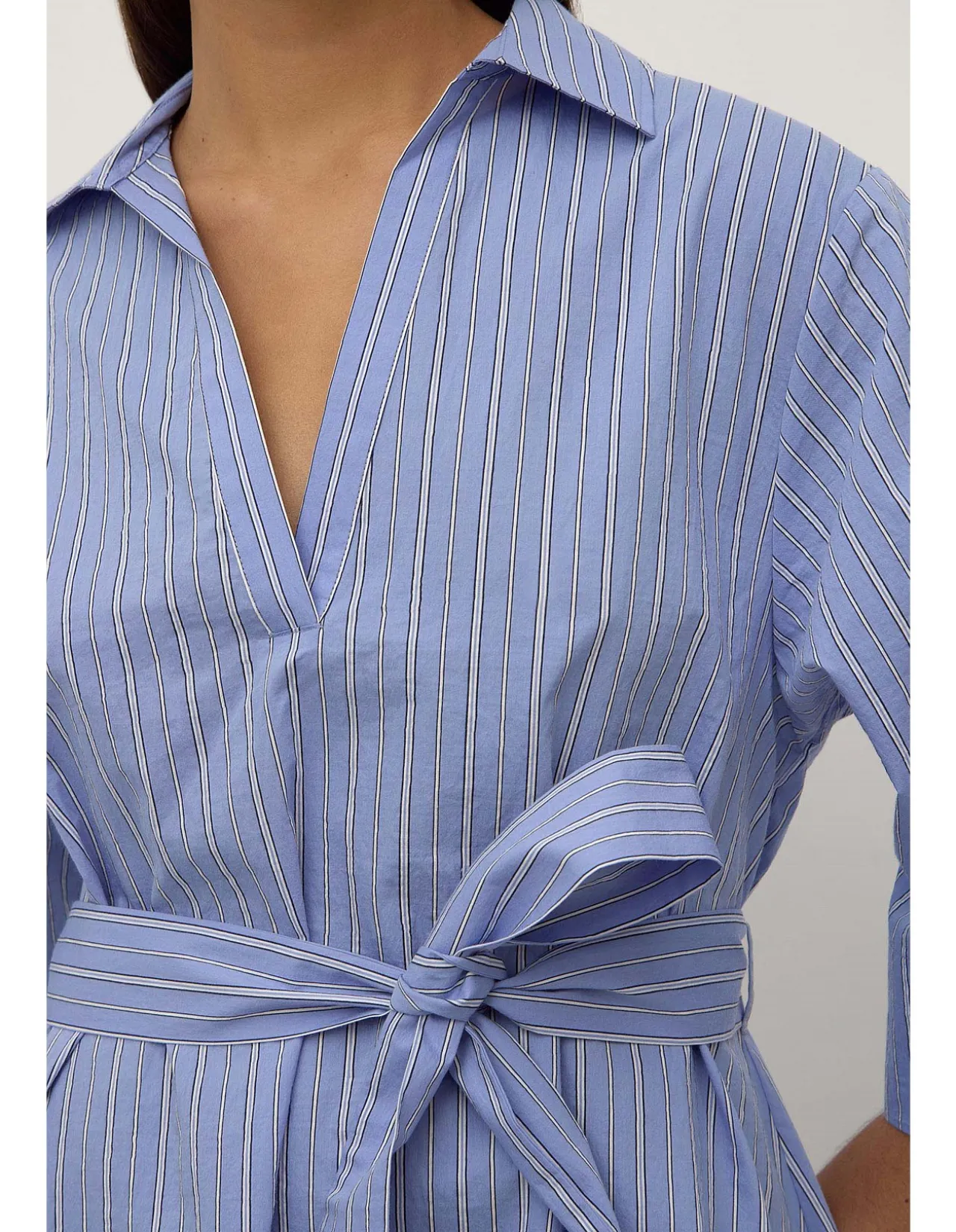 Erina Stripe Mini Shirt Dress Blue/White Stripe