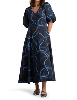 Event Dress - Ink Rope Print