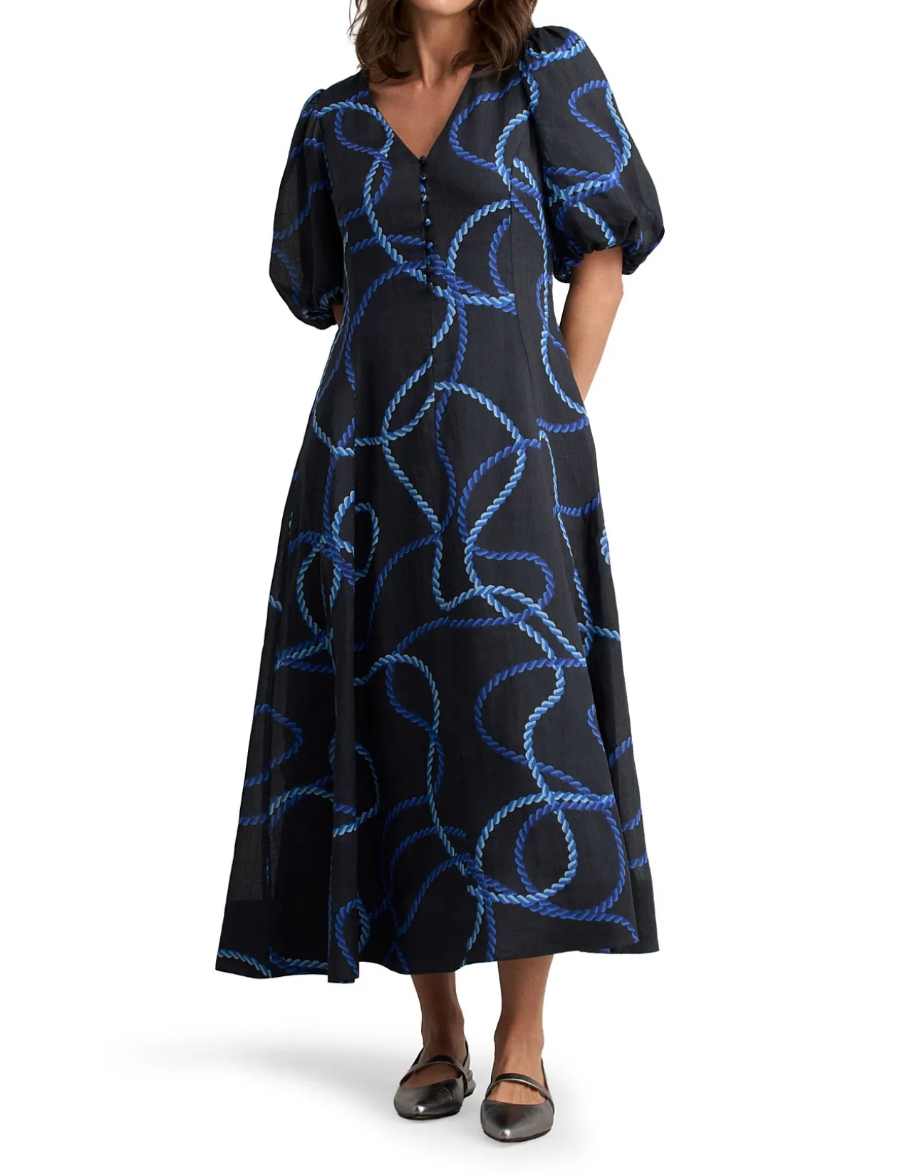 Event Dress - Ink Rope Print