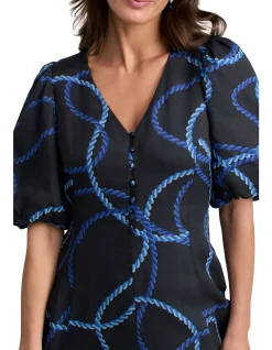 Event Dress - Ink Rope Print