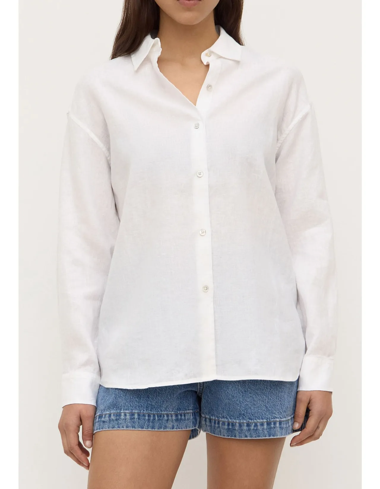 Everyday Womens Linen Long Sleeve Shirt White