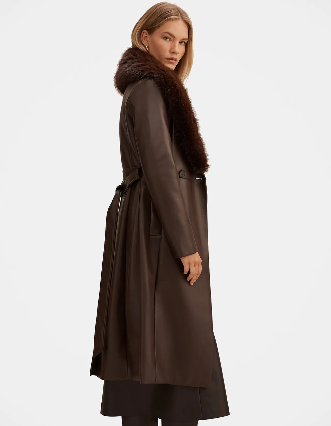 FAITH FAUX FUR COLLAR TRENCH COAT