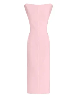 FERVOR HIGH NECK SL MIDI DRESS