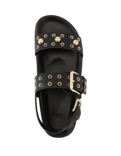 Fifi Black Leather Flatform Sandal