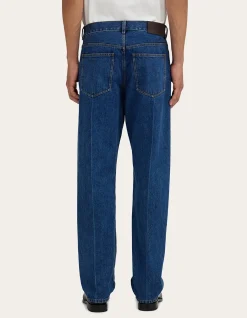 Five Pocket Ironed Crease Cotton Jeans