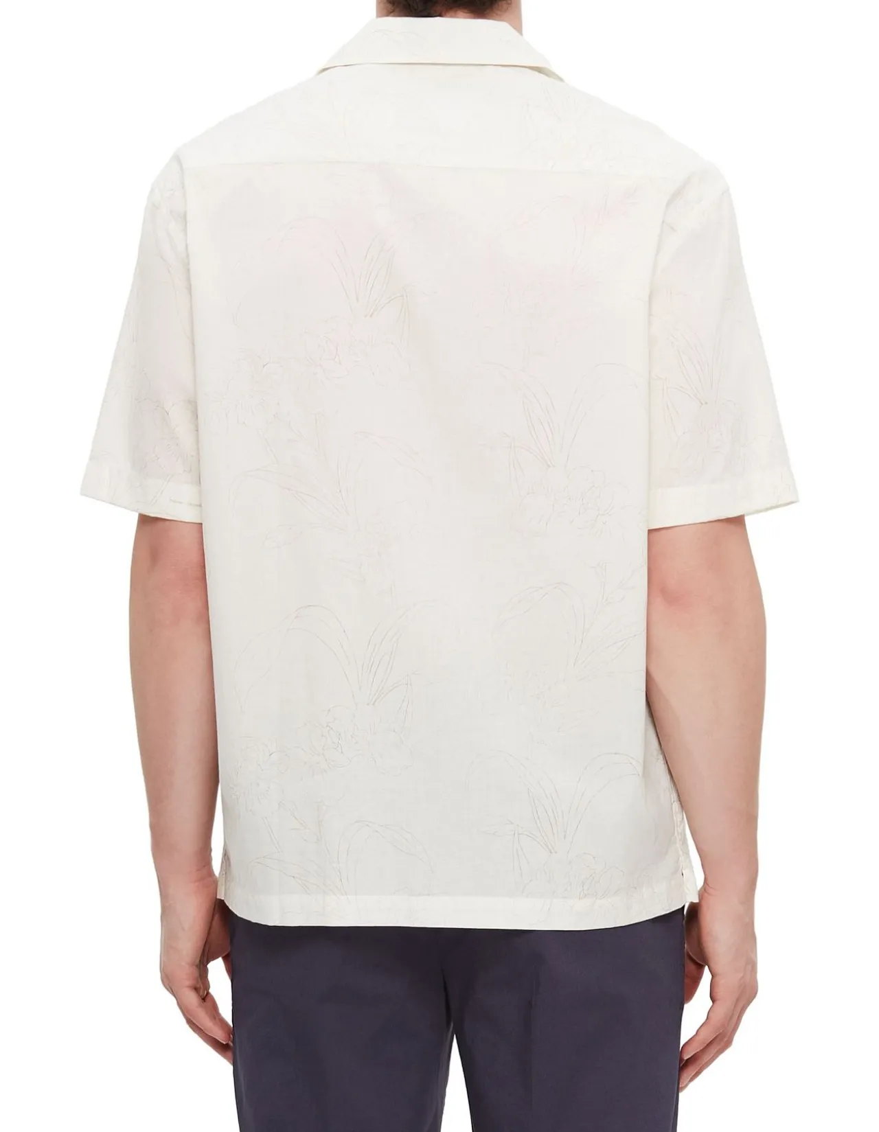 Flowery Print Embroidered Shirt White