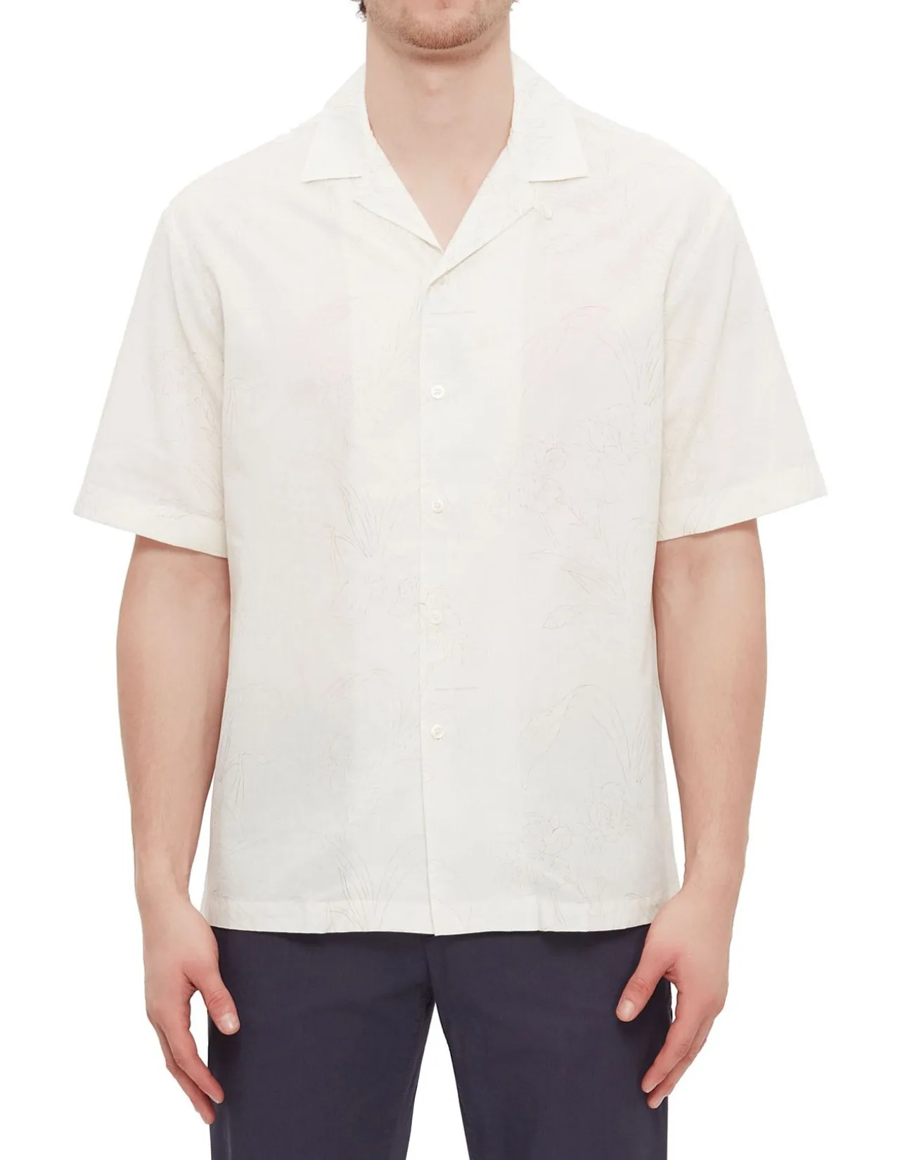 Flowery Print Embroidered Shirt White