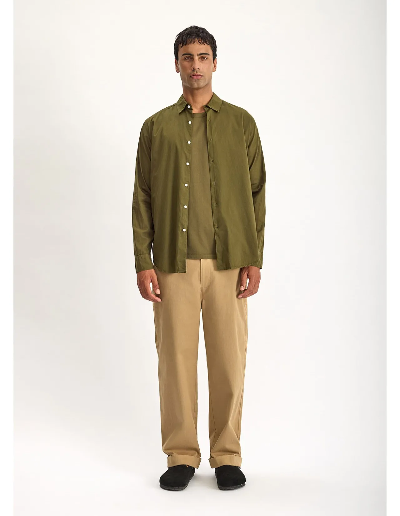 Folded Collar Long Sleeve Shirt