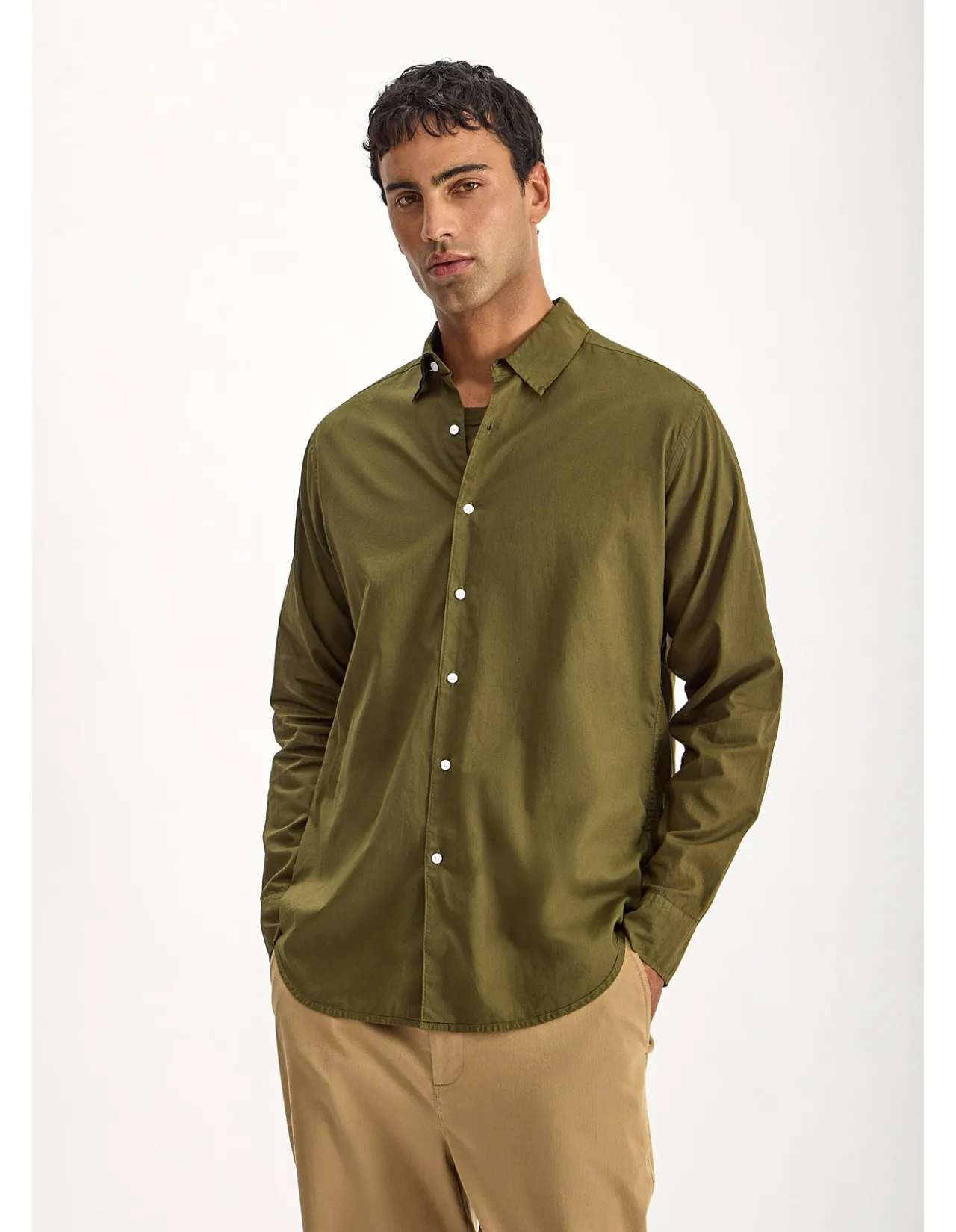 Folded Collar Long Sleeve Shirt