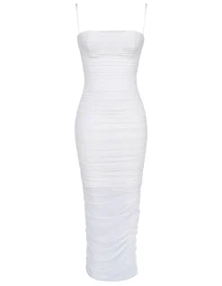 FORNARINA BODYCON GATHERED MESH DRESS