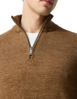 FORTROSE 1/4 ZIP KNIT - NUTMEG