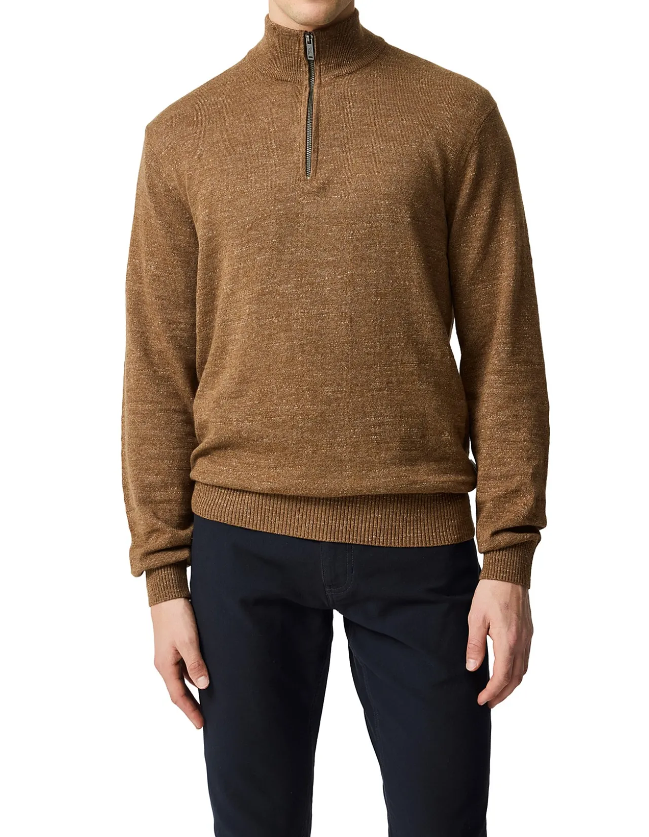 FORTROSE 1/4 ZIP KNIT - NUTMEG