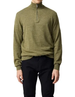 FORTROSE 1/4 ZIP KNIT - OLIVE