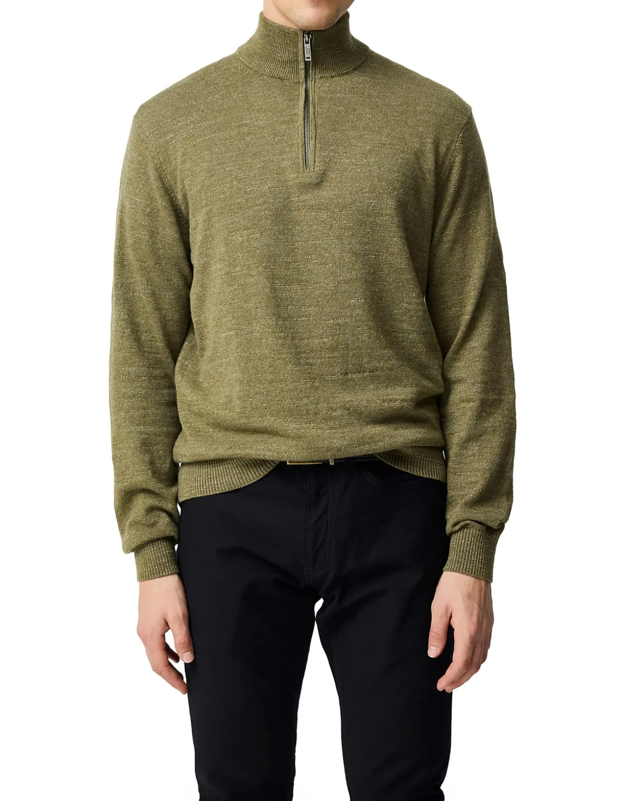 FORTROSE 1/4 ZIP KNIT - OLIVE