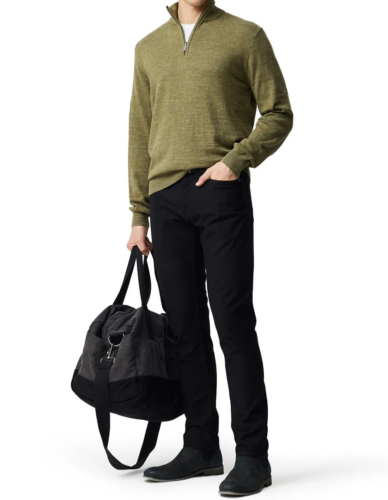 FORTROSE 1/4 ZIP KNIT - OLIVE