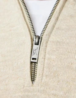 FORTROSE 1/4 ZIP KNIT - STRAW