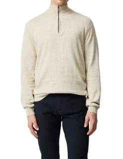 FORTROSE 1/4 ZIP KNIT - STRAW