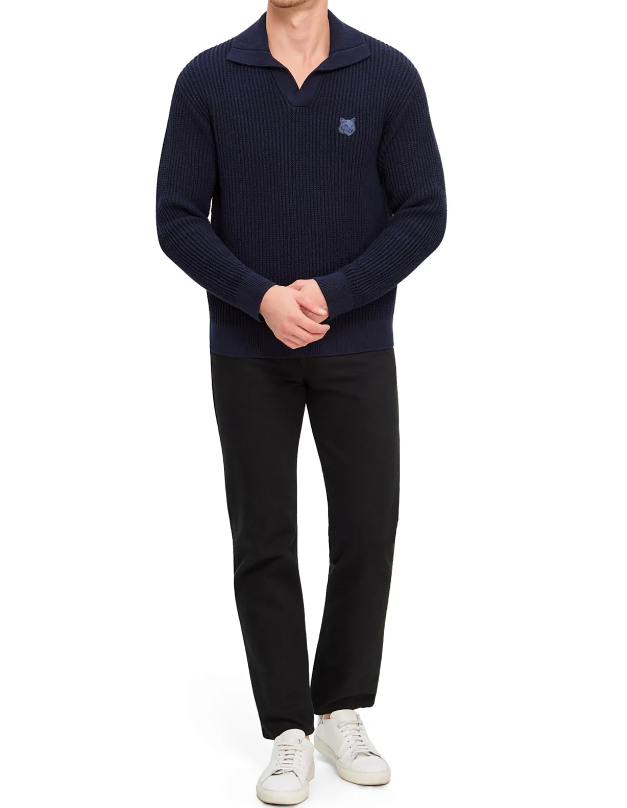 FOX HEAD COTTON RIBBED POLO JUMPER