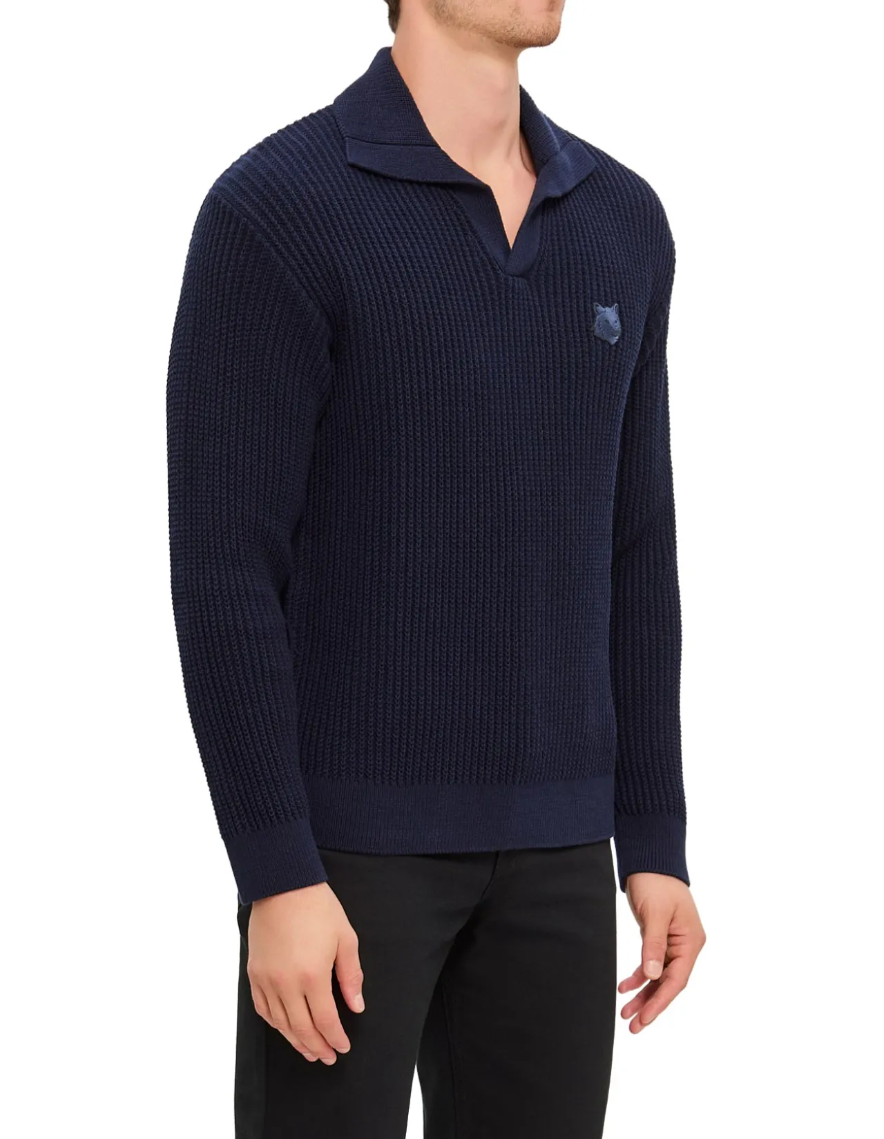 FOX HEAD COTTON RIBBED POLO JUMPER