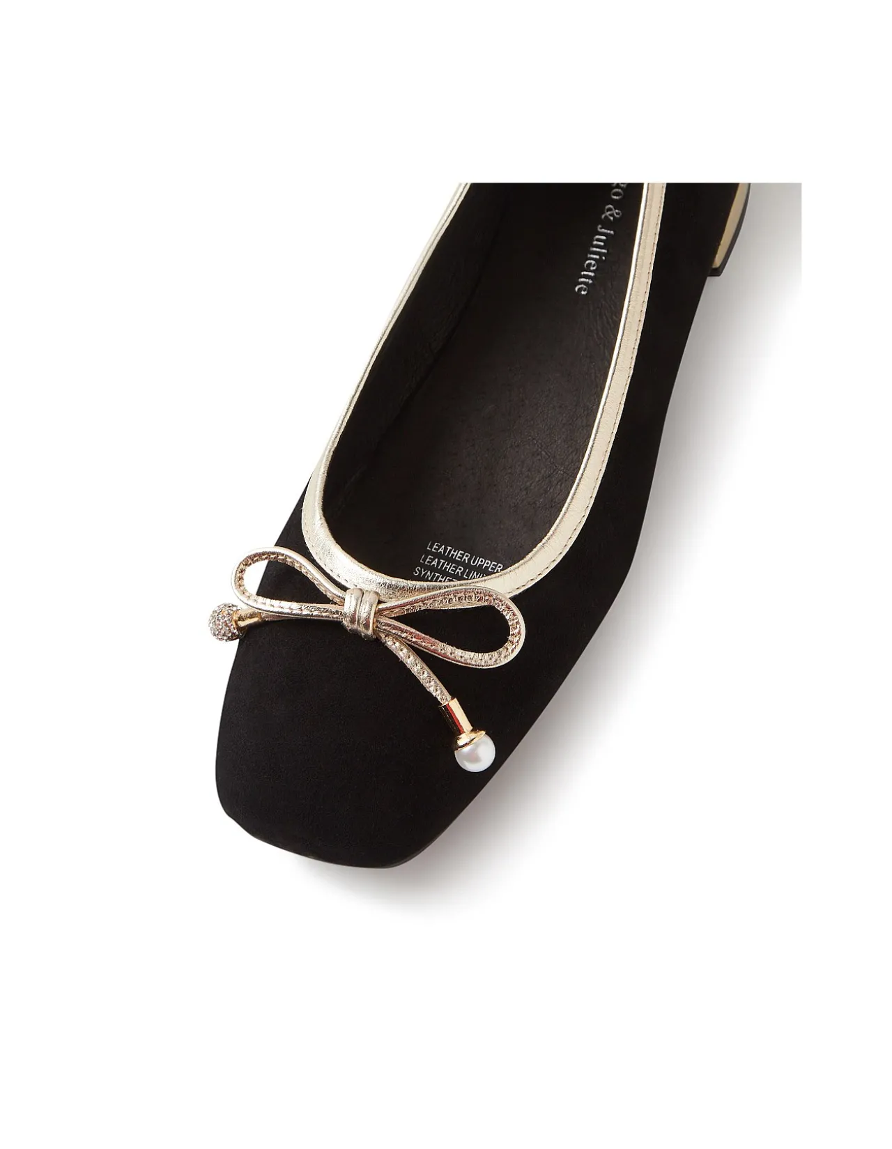 Foyars Pearl Bow Trim Ballet Flats