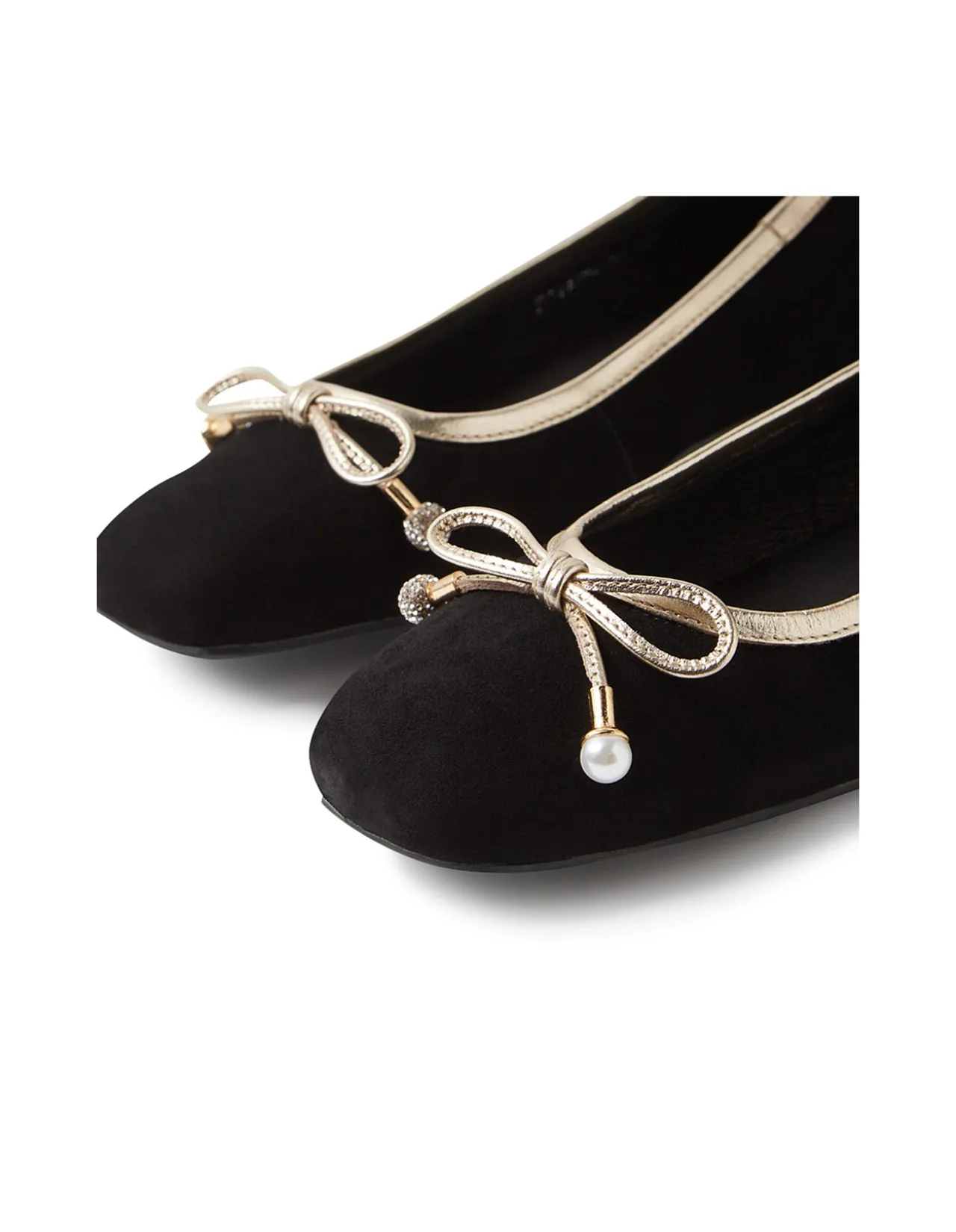 Foyars Pearl Bow Trim Ballet Flats