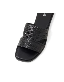 Frill Woven Leather Strap Slides