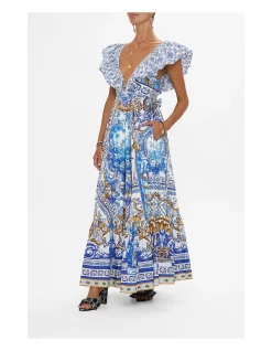 FRILL NECK DRESS WITH HARDWARE