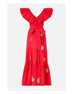 FRILL NECK DRESS WITH HARDWARE