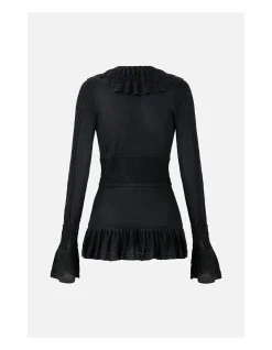 FRILL V NECK KNIT TOP