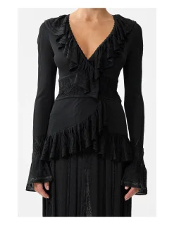 FRILL V NECK KNIT TOP