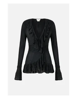 FRILL V NECK KNIT TOP