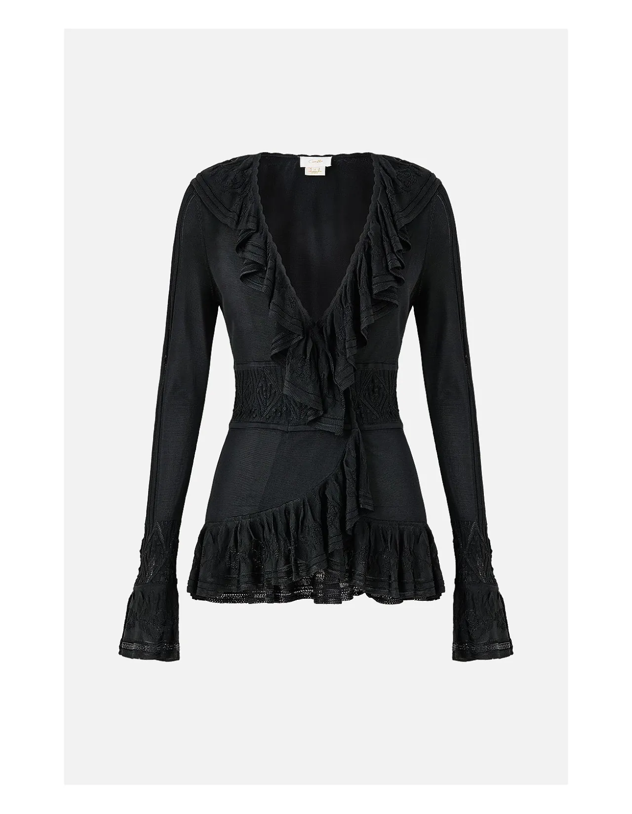 FRILL V NECK KNIT TOP