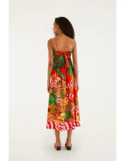FRUIT TROLLEY RED SLEVELESS MAXI DRESS