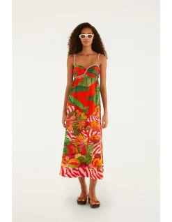 FRUIT TROLLEY RED SLEVELESS MAXI DRESS