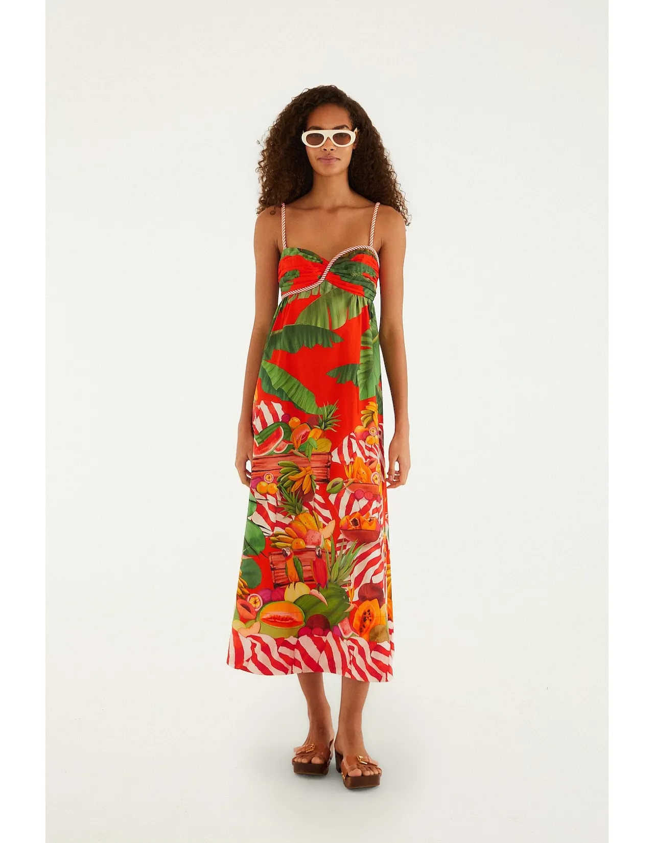 FRUIT TROLLEY RED SLEVELESS MAXI DRESS