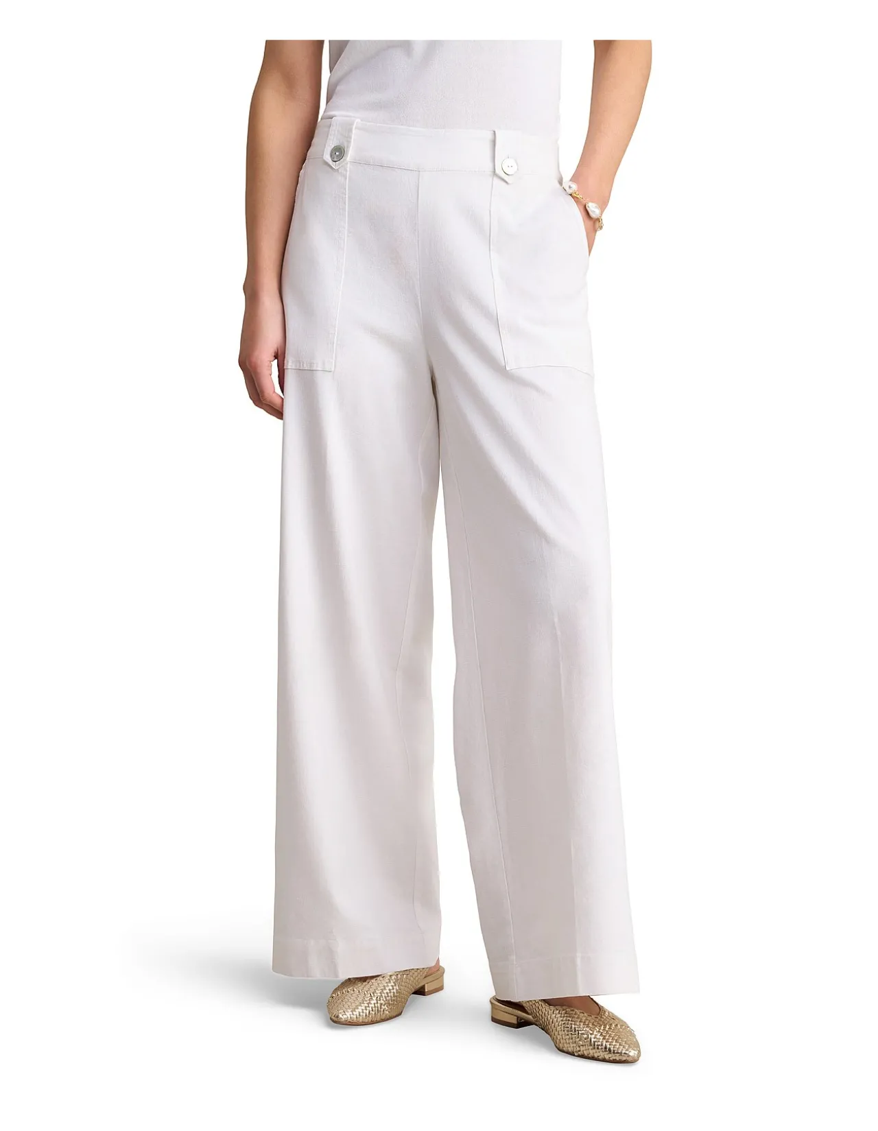 Full Length Waist Tab Linen Pant