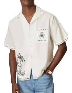 GALERA BRUSHSTROKE PRINTED LINEN CUBAN SHIRT