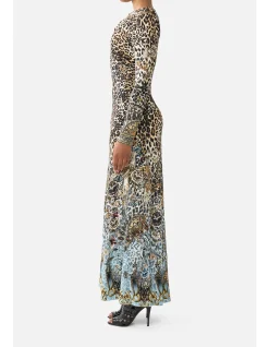 GATHERED JERSEY LONG DRESS