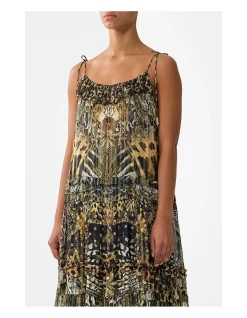GATHERED TIERED DRESS WITH FRILL DETAIL