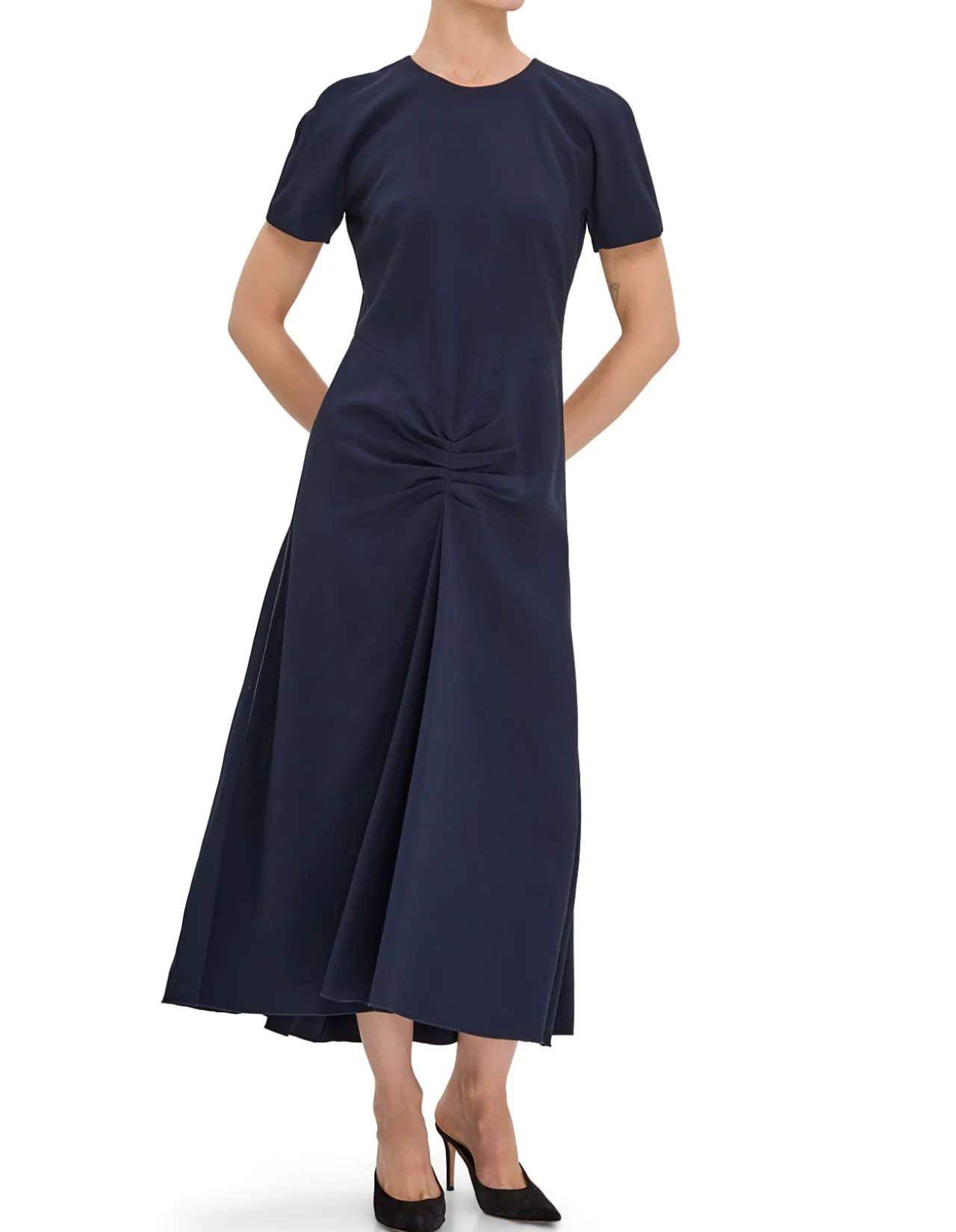 GATHERED HIP TSHIRT MIDI DRESS