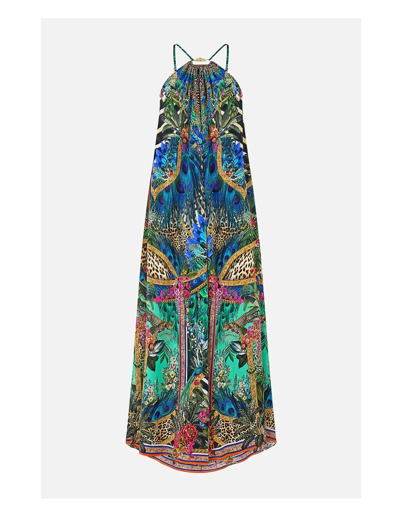 GATHER NECK HARDWARE MAXI DRESS