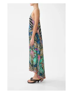 GATHER NECK HARDWARE MAXI DRESS