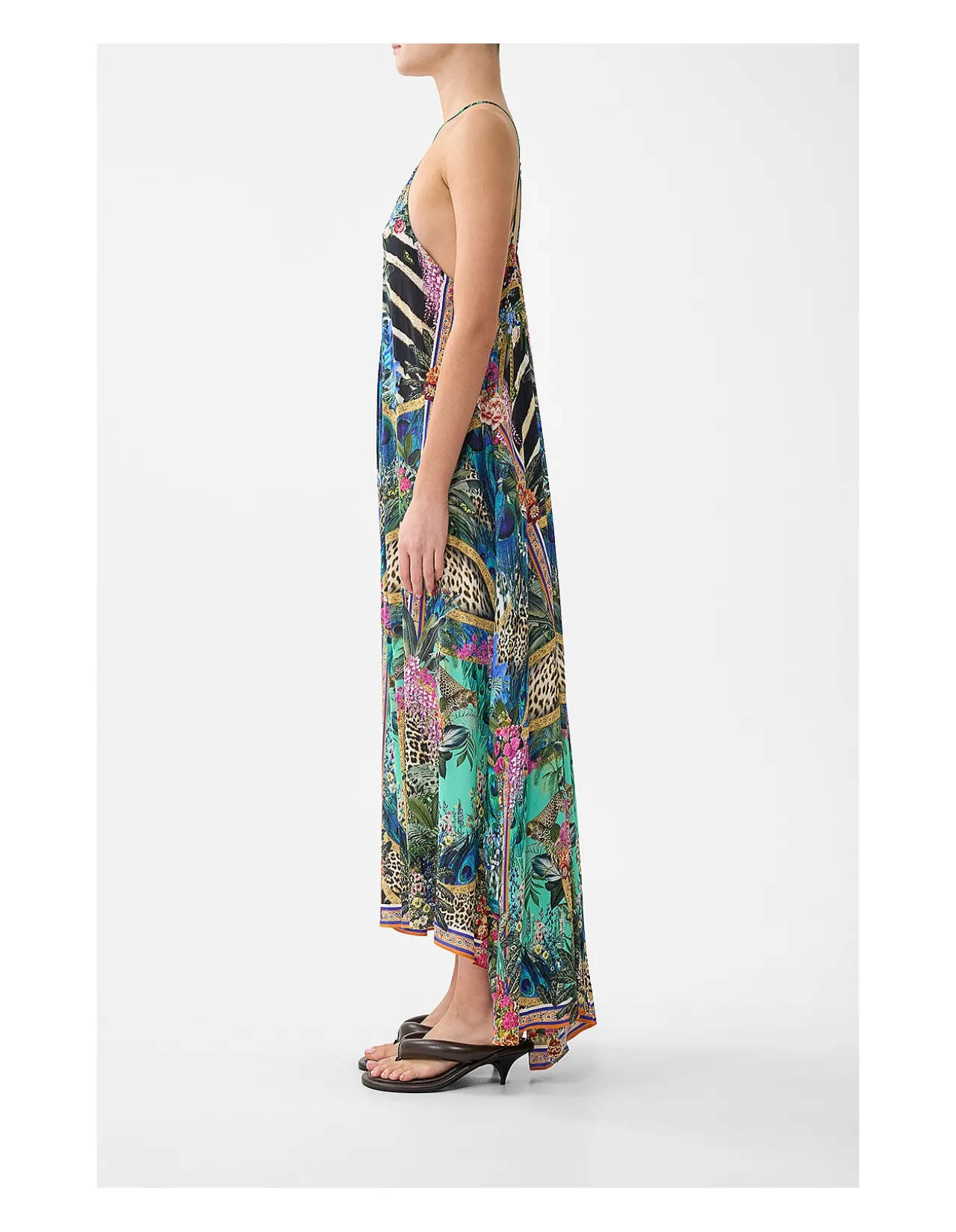 GATHER NECK HARDWARE MAXI DRESS