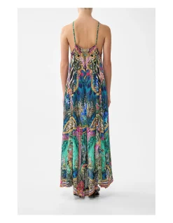 GATHER NECK HARDWARE MAXI DRESS