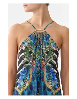 GATHER NECK HARDWARE MAXI DRESS